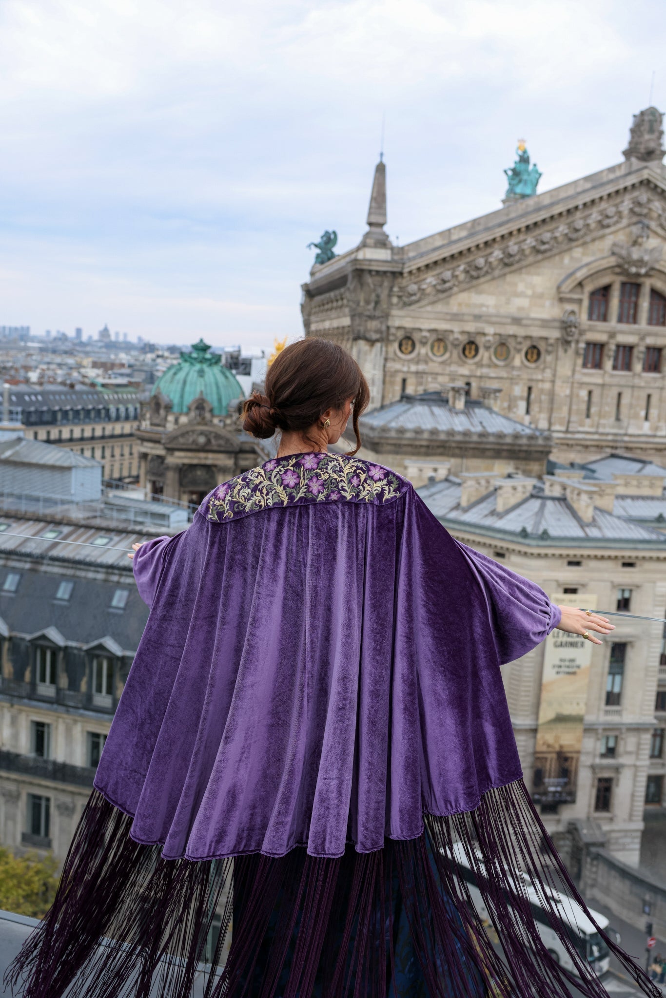 Velvet After Midnight - The Sablétoiles Plum Cape-Coat